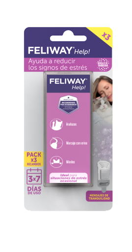 Feliway Help 3 recambios gatos pack ahorro feromonas estrés ansiedad gatos 7 días cada recarga