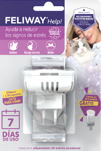 Feliway Help difusor gatos pack inicio 7 dias feromonas para estres puntual en gatos ansiedad viajes mudanzas adaptación