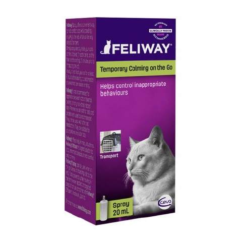Feliway spray 20 ml para gatos viajes transporte sin estrés Feliway spray 20 ml gatos viaje estres transporte feromonas gatos transportin veterinario