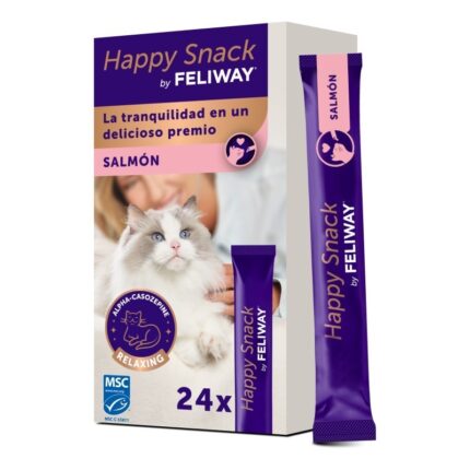 feliway happy snacks 24 sticks salmón gatos snack calmante pack ahorro gatos estrés