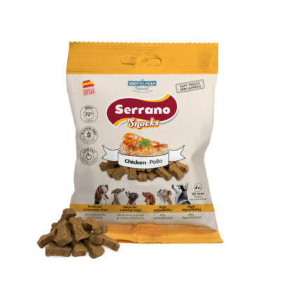 serrano snacks pollo 85 g para perros snack natural de pollo y jamon serrano para premio y entrenamiento